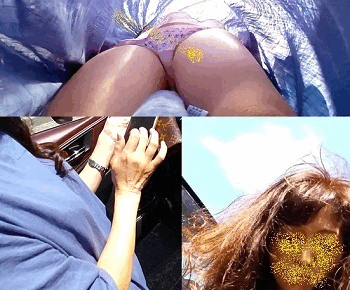 近所のママさんパンチラ 5　可愛い愛犬の画像見せるのに必死！強風でもノーガード！