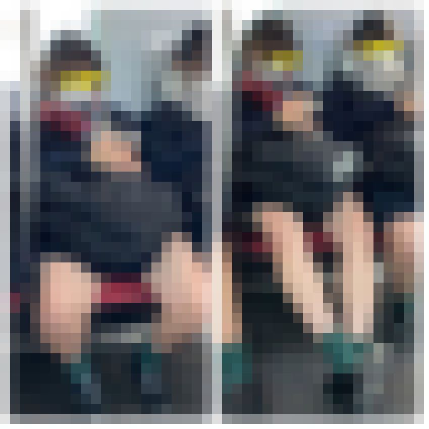 大胆に生脚を披露するJK風制服美女の対面エロ過ぎるミニスカ生脚448
