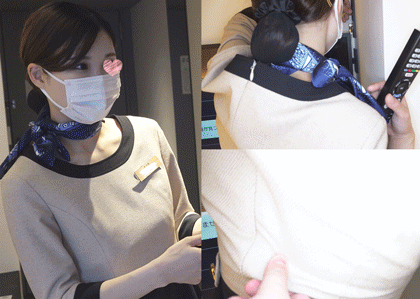【ホテルウーマン】秘技ブラホック外し！段々下がっていくブラに違和感覚えるが止む無く神乳胸チラに成功！